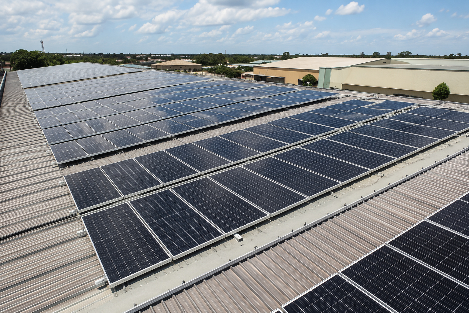 Industrial roof solar array
